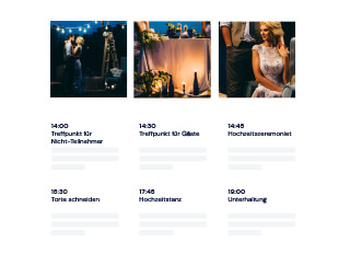 Zeitplan der Hochzeit auf der Hochzeitswebsite