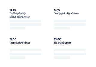 Zeitplan der Hochzeit